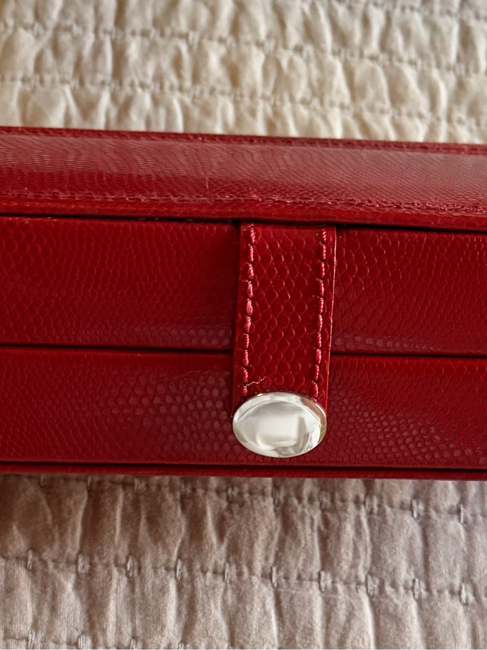 Red Textured Travel Jewelry Case with 2 Removable Zippered Pouches